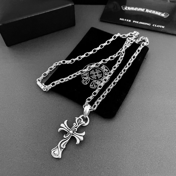 Chrome Hearts Vintage Vine Flower Cross Pendant Cross Flower Necklace - Picture 2 of 6